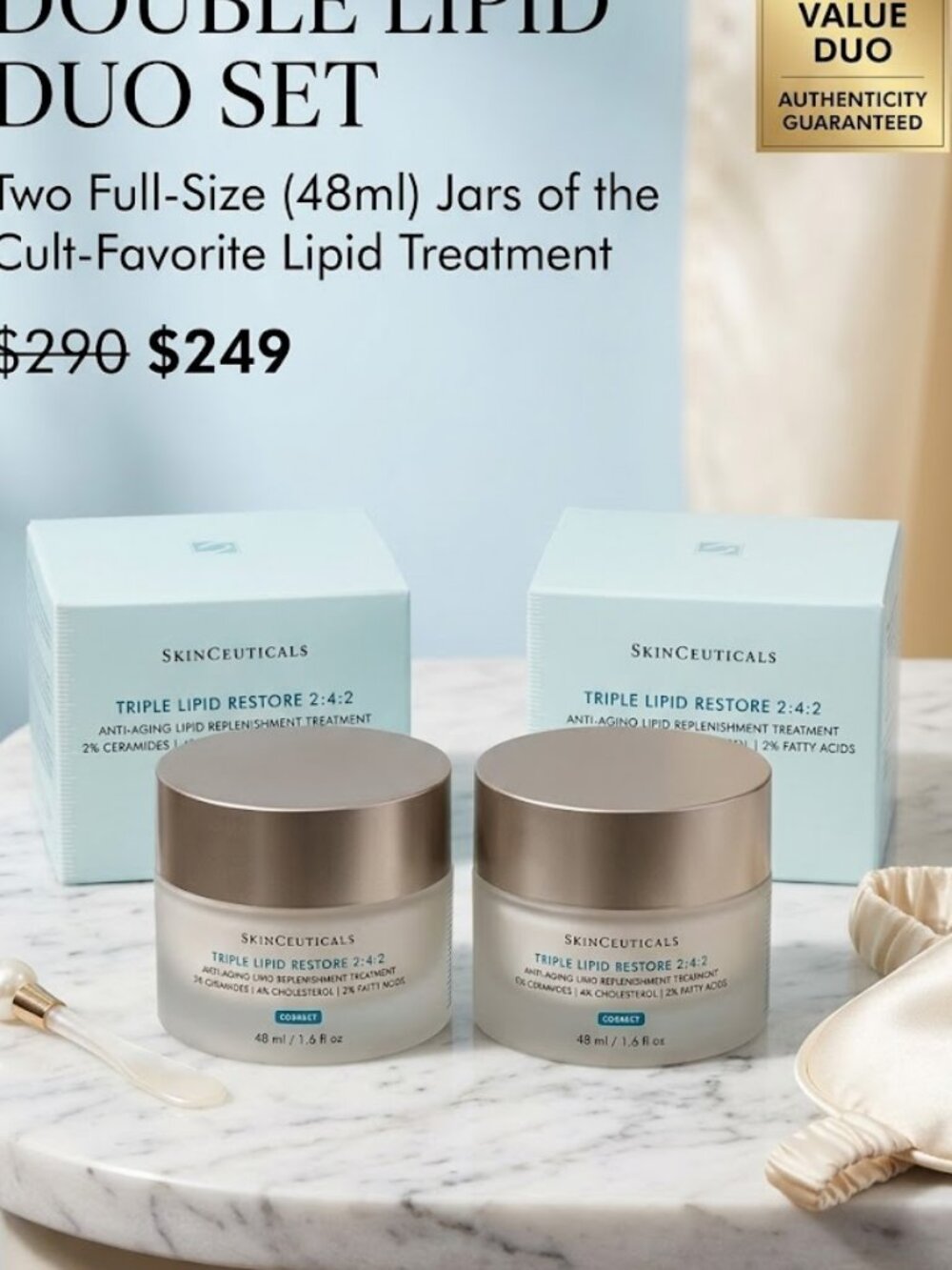 SkinCeuticals Triple Lipid Restore 2:4:2 Face Cream 1.6 oz / 48ml – Pack of 2